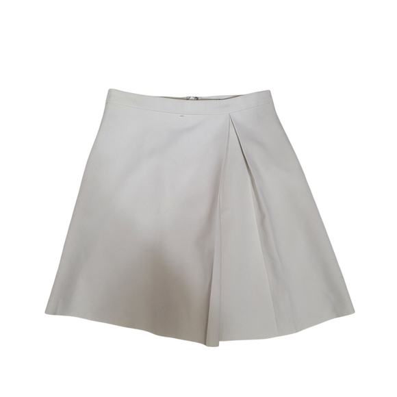 Halston Heritage Off-White Pleated Minimalist Luxury A-Line Mini Skirt Size 4 - Picture 1 of 8
